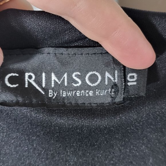 Crimson by Lawrence Kurtz Women's Black Velvet Gold Taffeta Dress Size 10 Formal - Picture 4 of 10